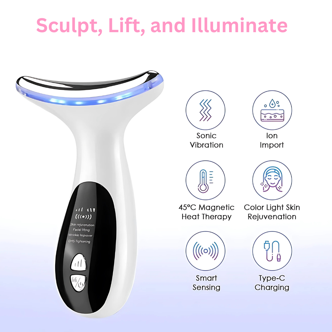 SolaraLift: EMS Microcurrent & LED Facial Rejuvenation Device